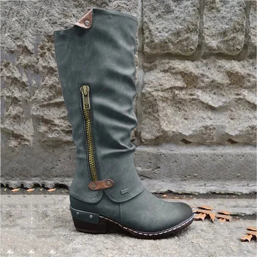EM | Kniehohe Lederstiefel mit Reißverschluss