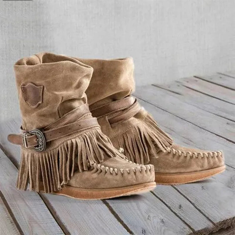 EM | Boho Fransen Mokassin Stiefel