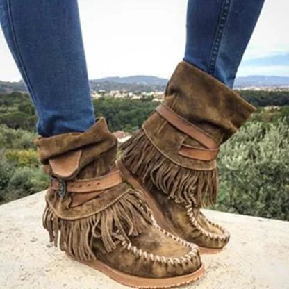EM | Boho Fransen Mokassin Stiefel