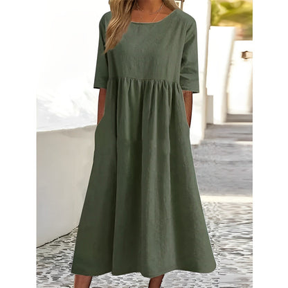 EM | Unifarbenes Midikleid