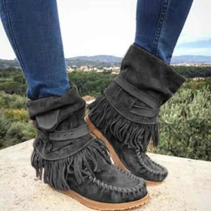 EM | Boho Fransen Mokassin Stiefel