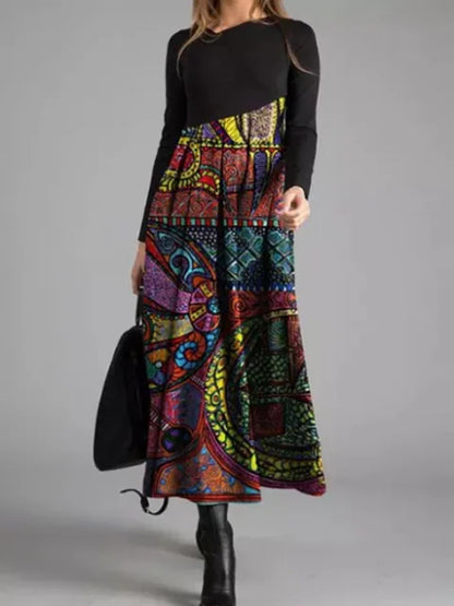 EM | Geometrisches Patchwork-Maxikleid