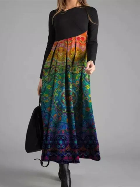 EM | Geometrisches Patchwork-Maxikleid