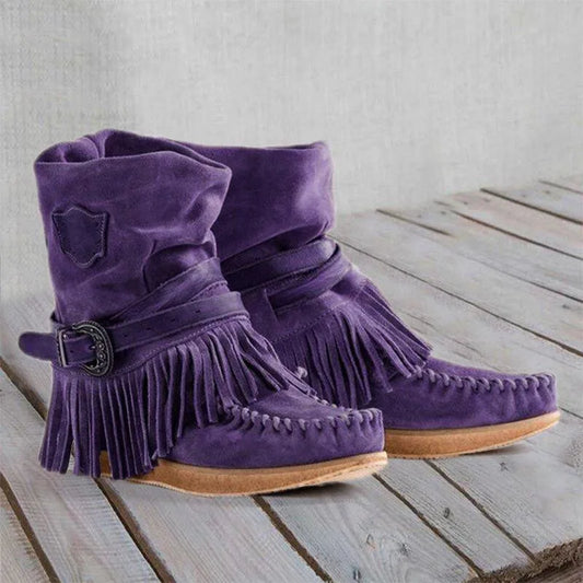 EM | Boho Fransen Mokassin Stiefel