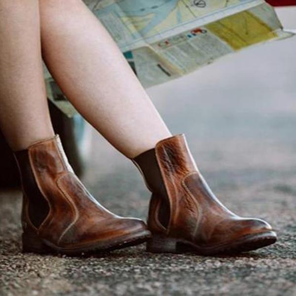EM | Damenstiefeletten aus Leder im Vintage-Stil
