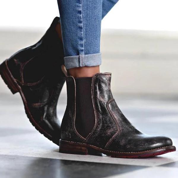 EM | Damenstiefeletten aus Leder im Vintage-Stil