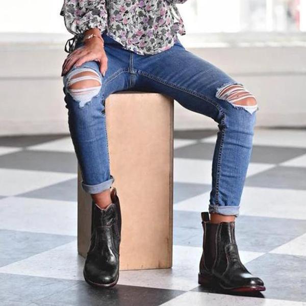 EM | Damenstiefeletten aus Leder im Vintage-Stil