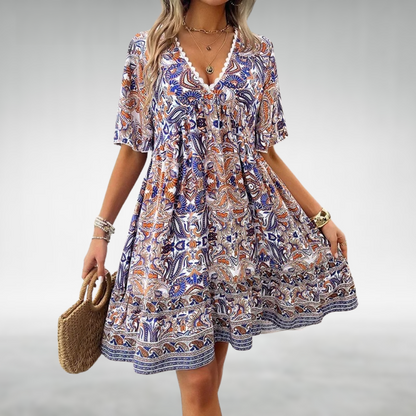 MW | Sommer Boho Paisley Print Minikleid