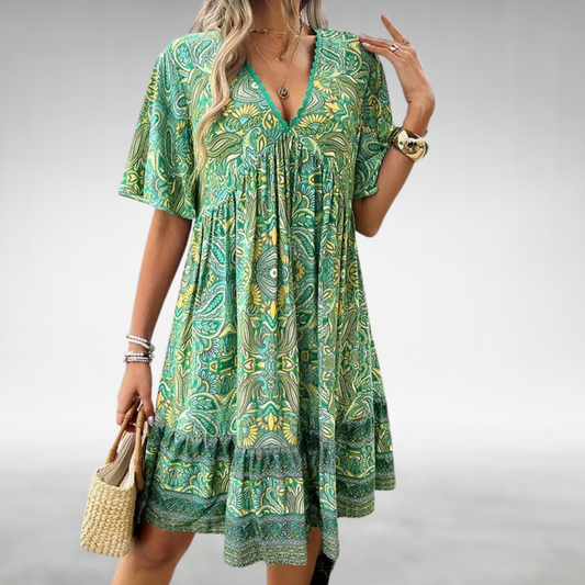 MW | Sommer Boho Paisley Print Minikleid