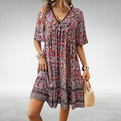 MW | Sommer Boho Paisley Print Minikleid