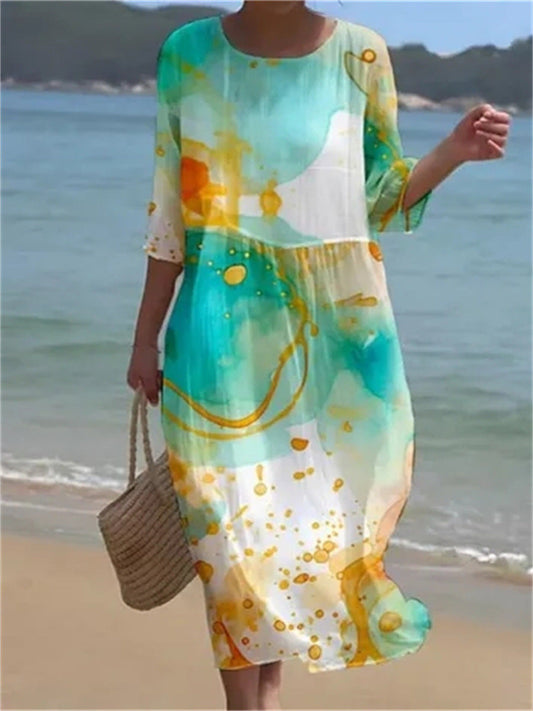 MW | Strandkleid Mit Abstrakten Drucken
