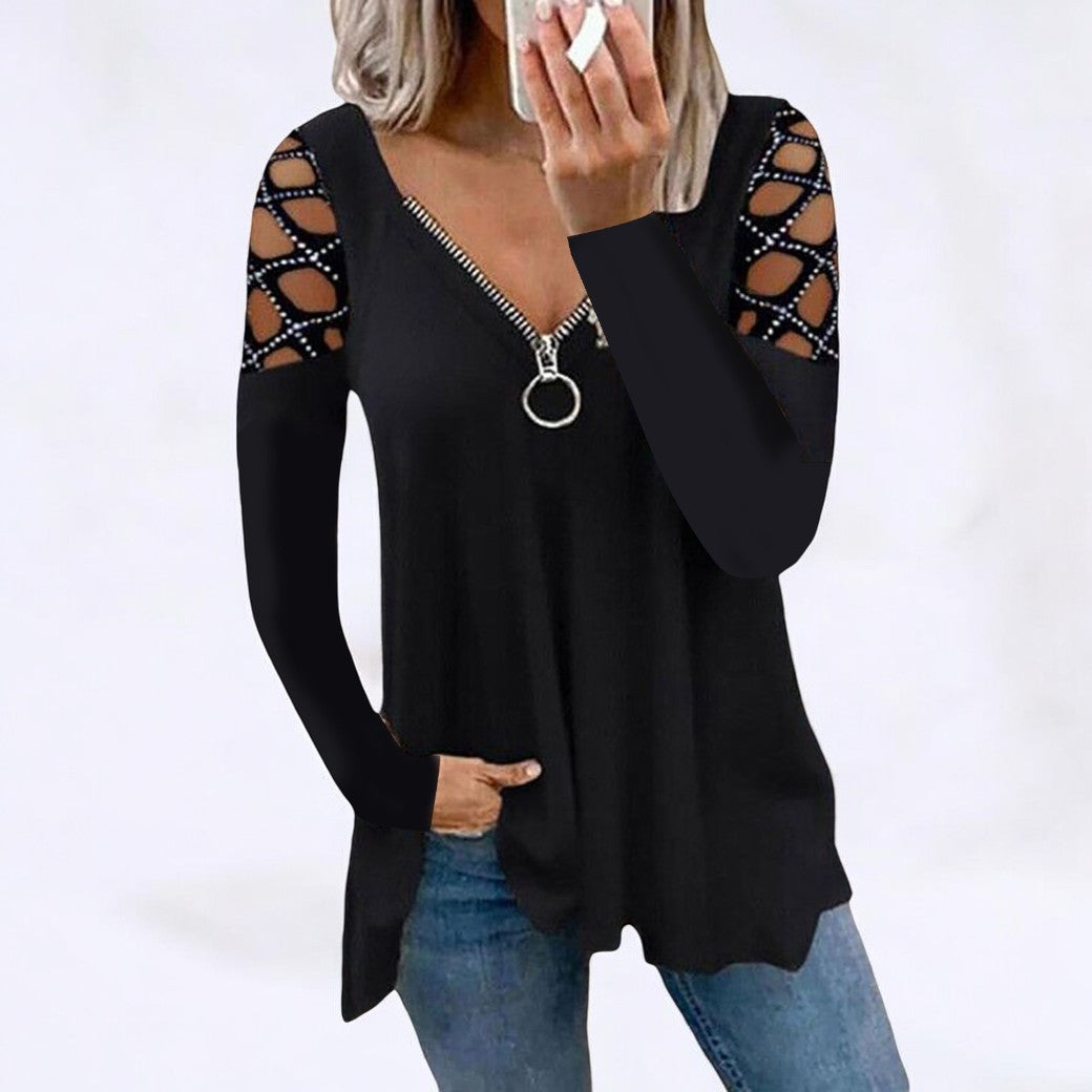 EM | Schickes Langarm-Shirt mit Knopfleiste