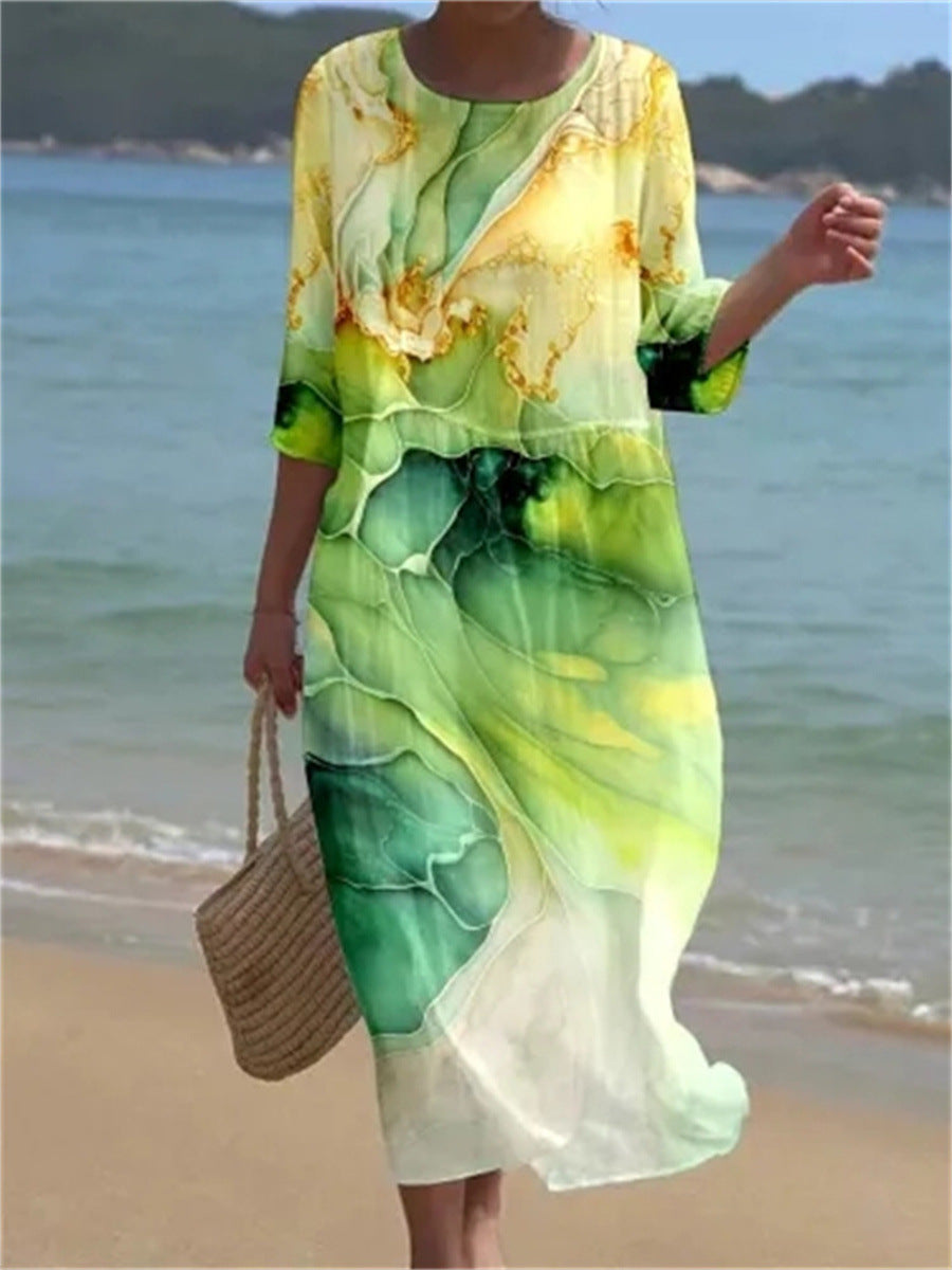 MW | Strandkleid Mit Abstrakten Drucken