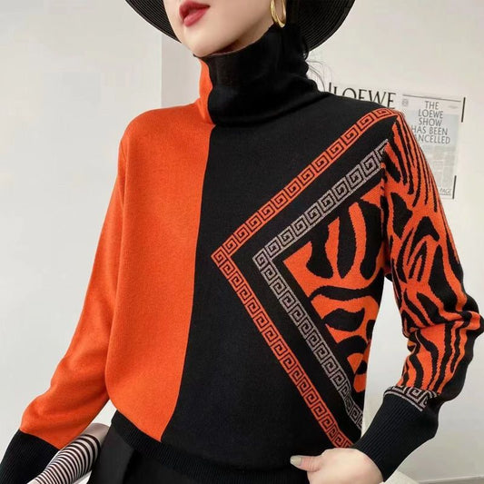 EM | Schicker Turtle-Neck pullover mit geometrischem Muster