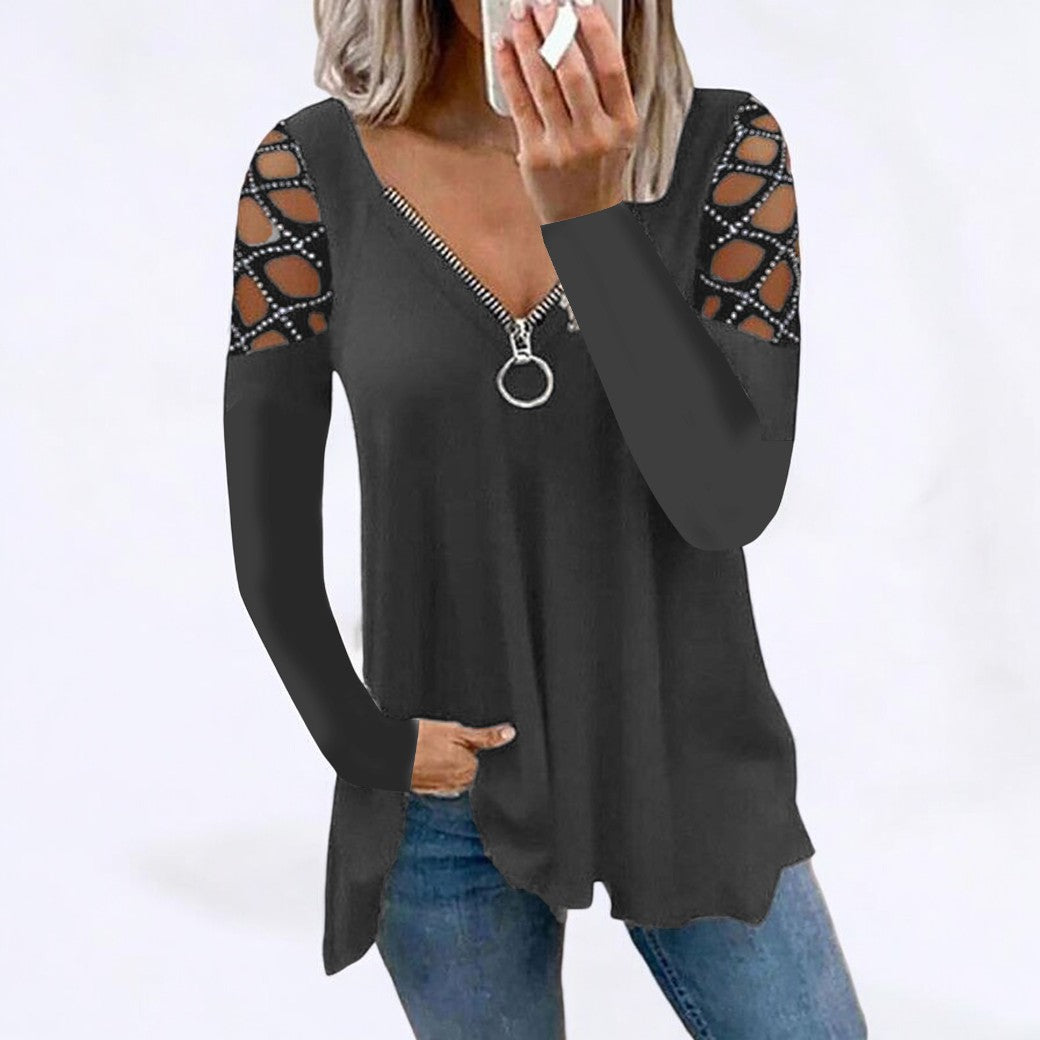 EM | Schickes Langarm-Shirt mit Knopfleiste