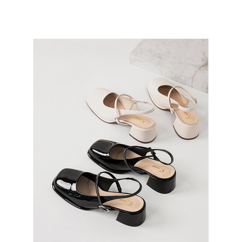 EM | Damen Faux Leder Schnalle Block Heels