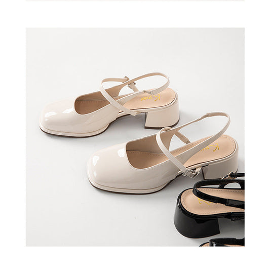 EM | Damen Faux Leder Schnalle Block Heels