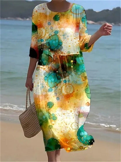 MW | Strandkleid Mit Abstrakten Drucken