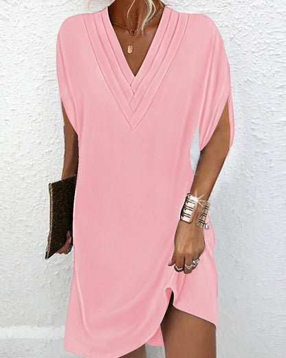 EM | Elegantes plissiertes Sommer-Minikleid mit V-Ausschnitt