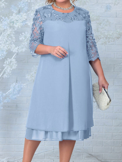 MW | Spitze-Schulter-Baumwoll-Midikleid