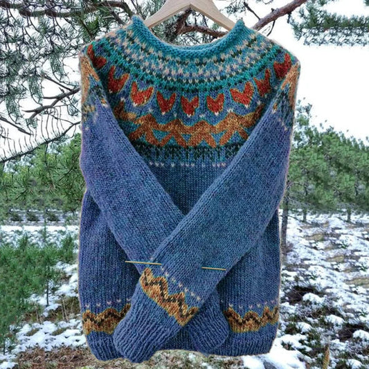 EM | Handgestrickter Pullover mit nordischem Muster