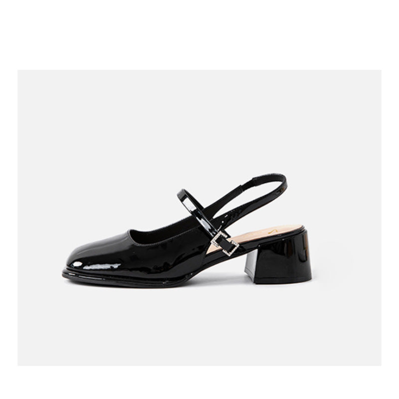 EM | Damen Faux Leder Schnalle Block Heels