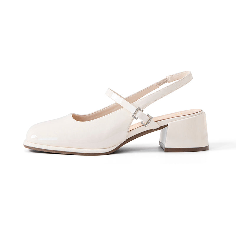 EM | Damen Faux Leder Schnalle Block Heels