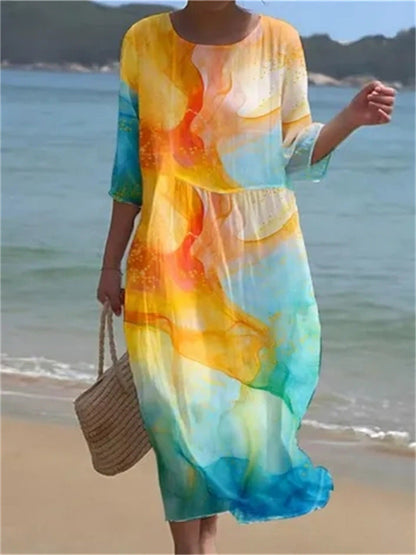 MW | Strandkleid Mit Abstrakten Drucken
