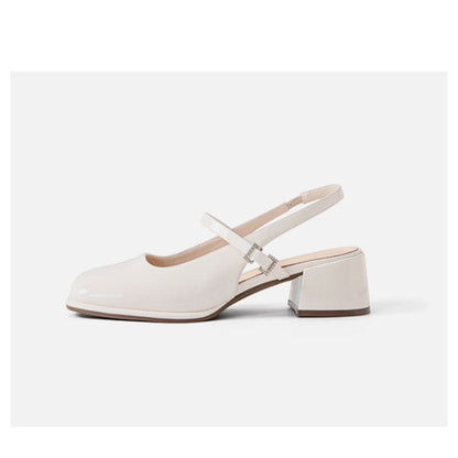 EM | Damen Faux Leder Schnalle Block Heels