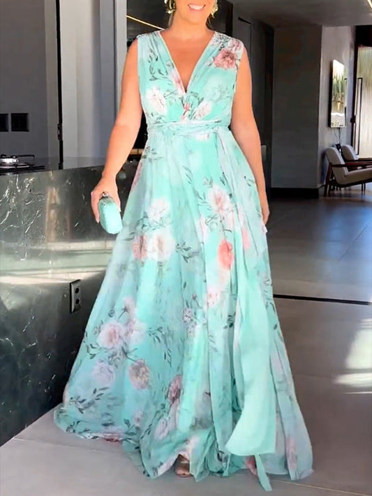 EM | Geblümtes Maxikleid mit Schlitz