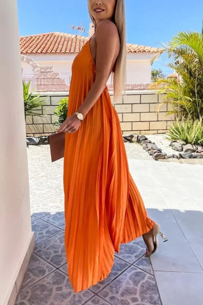 MW | Breeze Schlupf plissiertes Maxikleid