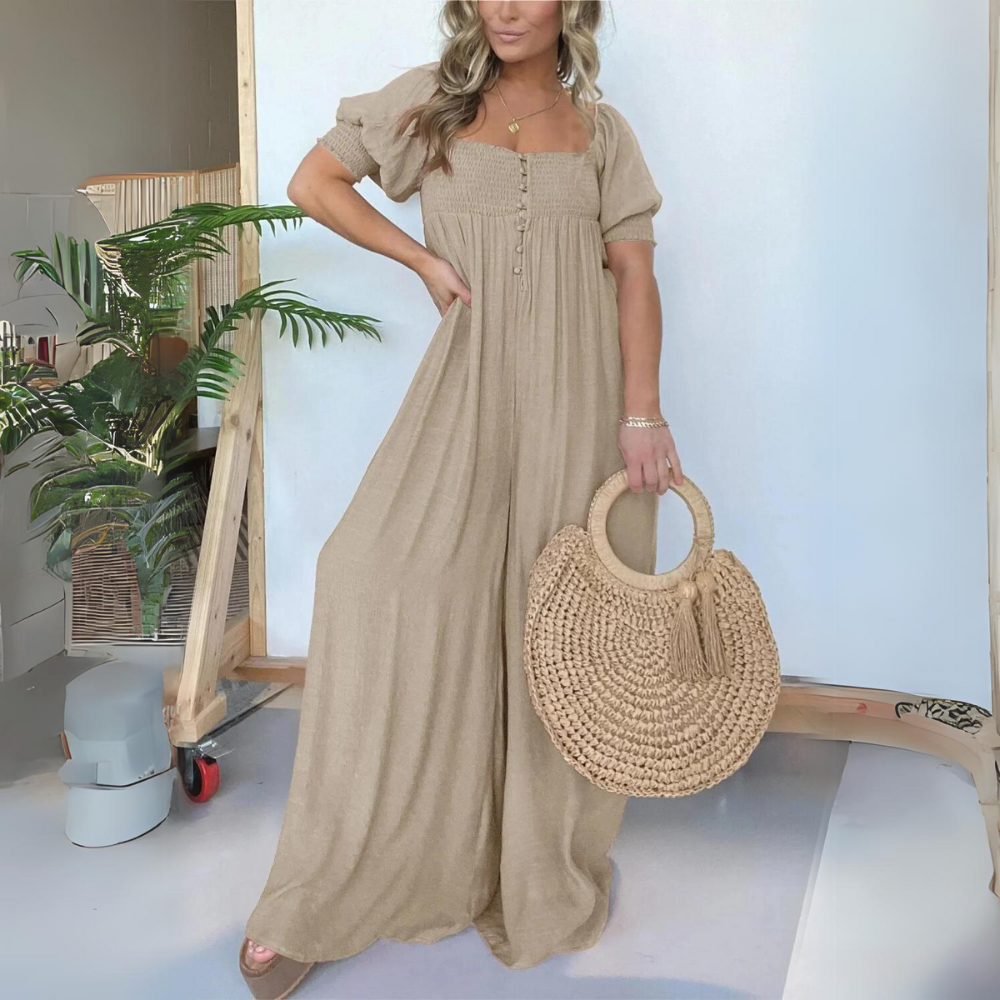 EM | Jumpsuit mit quadratischem Ausschnitt und Knöpfen