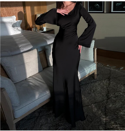 MW | | Damen Langarm Hochzeits Gast Kleid | Maxi