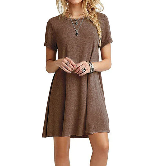 MW | Frauen Casual Kurzarm T Shirt Kleid Vintage O Hals Minikleid Elegant Streetwear Sonnenkleid für mühelosen Stil