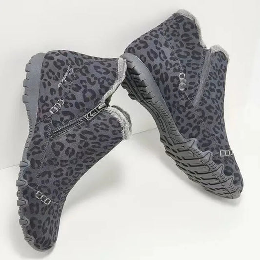 EM | Leopardenmuster-Stiefeletten mit Kunstfellfutter