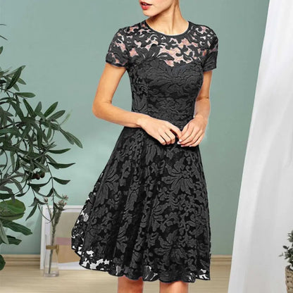 MW | Elegantes Plus Size Sommer Minikleid A-Linie Rundhalsausschnitt Style