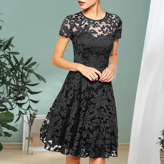 MW | Elegantes Plus Size Sommer Minikleid A-Linie Rundhalsausschnitt Style