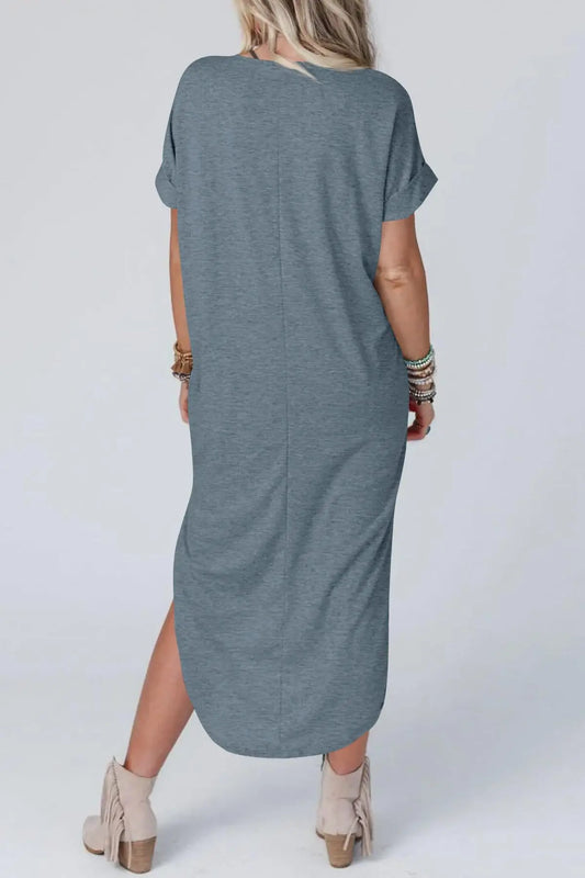 Anita - Lässiges Baumwoll-Leinen-Kleid mit V-Ausschnitt