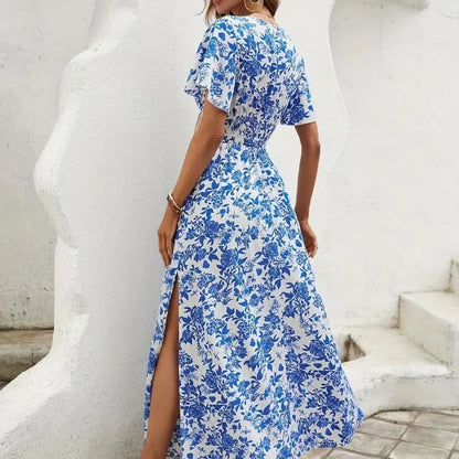 MW | Frauen Boho Print Minikleid Sommer Elegantes ärmelloses Sonnenkleid