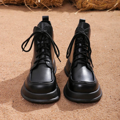 EM | Braune Leder-Schnürstiefeletten
