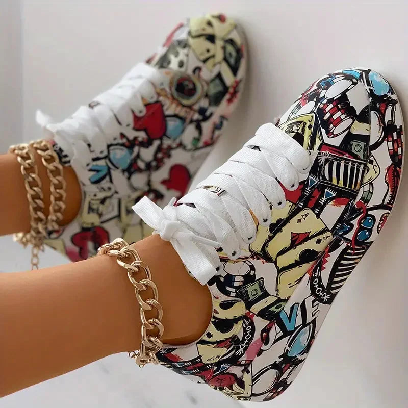 EM | Graffiti-Druck High-Top-Sneakers