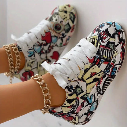 EM | Graffiti-Druck High-Top-Sneakers