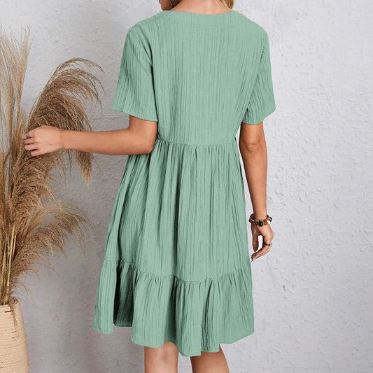 MW | Trendy Boho Ruffle Saum Minikleid