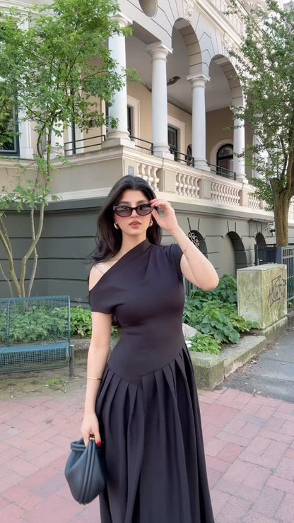 Crissy - Elegantes, unifarbenes Maxikleid mit Schlitz