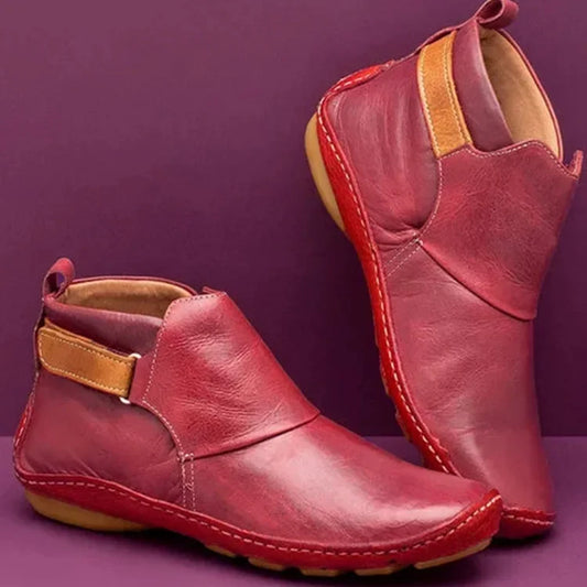EM | Lederstiefeletten mit Kontrastbesatz