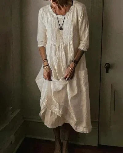 EM | Baumwoll-Leinen Kleid in Übergröße für Damen