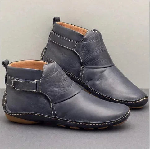 EM | Lederstiefeletten mit Kontrastbesatz