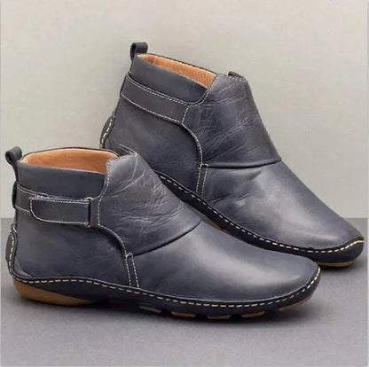 EM | Lederstiefeletten mit Kontrastbesatz