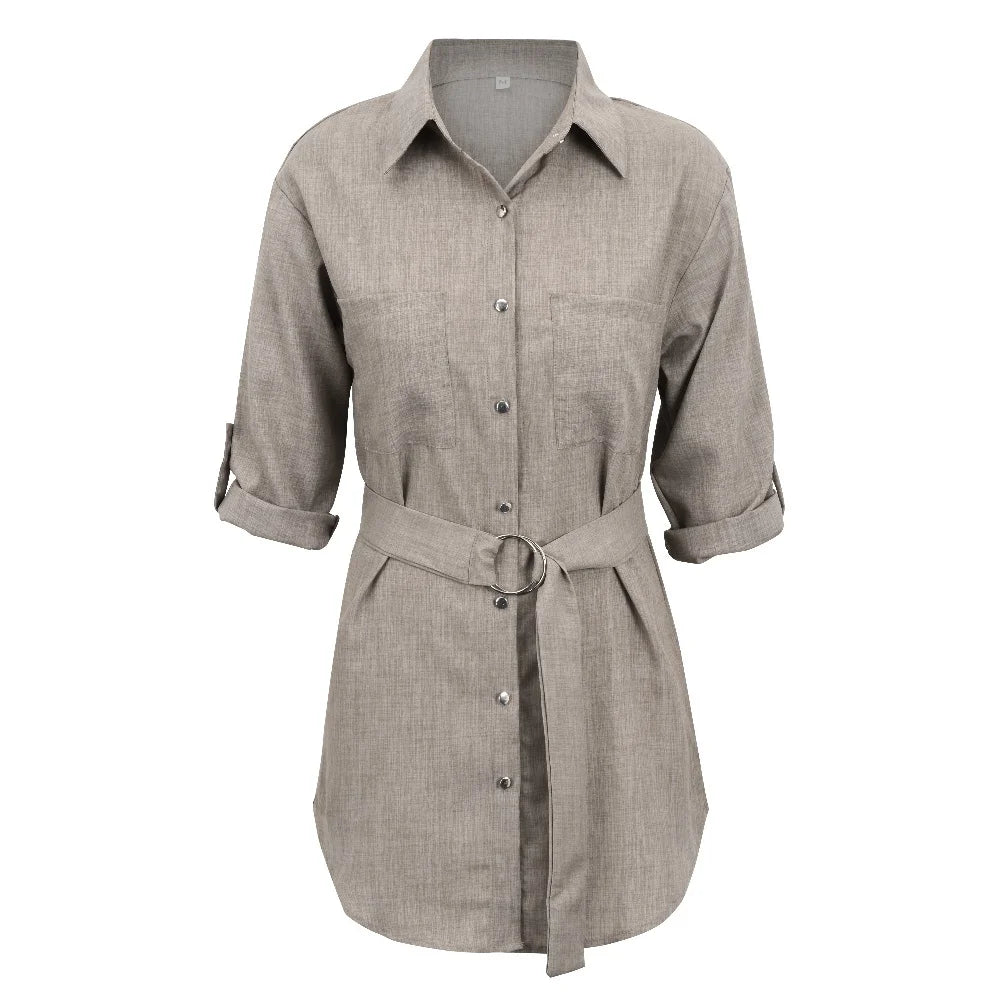 MW | Elegantes Minikleid Tiefer V-Ausschnitt 3/4 Ärmel Frauen Mode