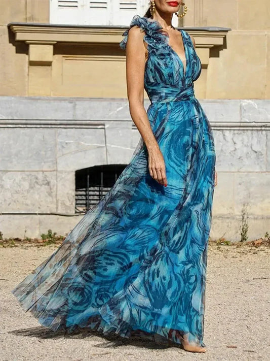MW | PFAUENBLAUES MAXIKLEID